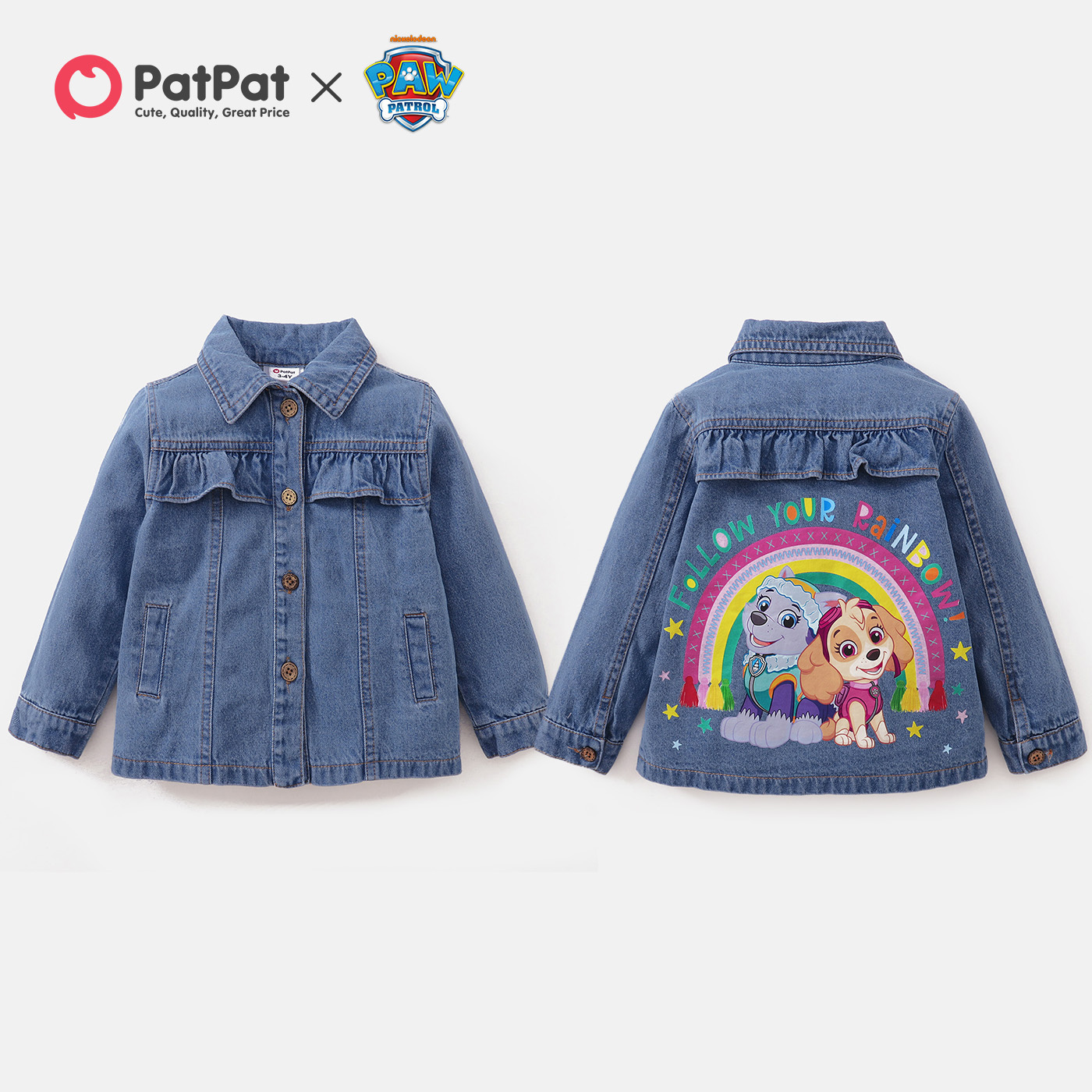 

PAW Patrol Toddler Girl Flounce and Rainbow Denim Coat