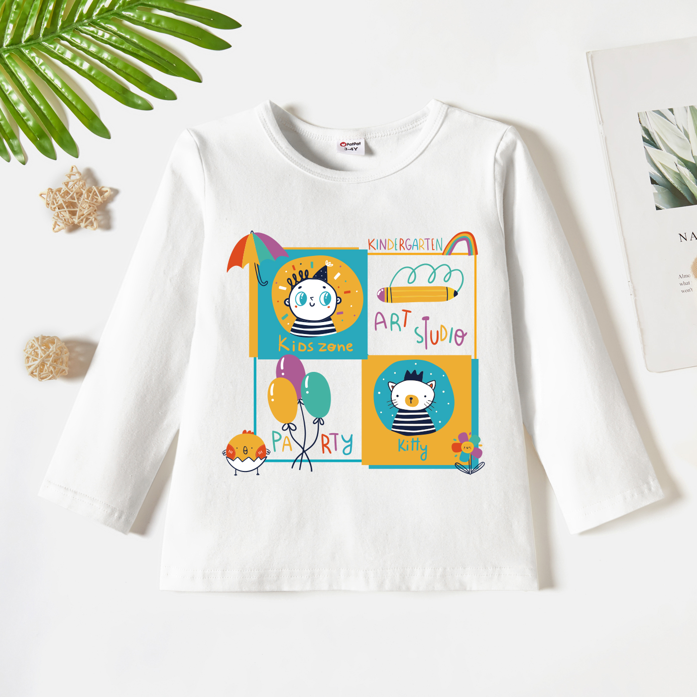 

Toddler Graphic Letter and Animal Print Long-sleeve Tee