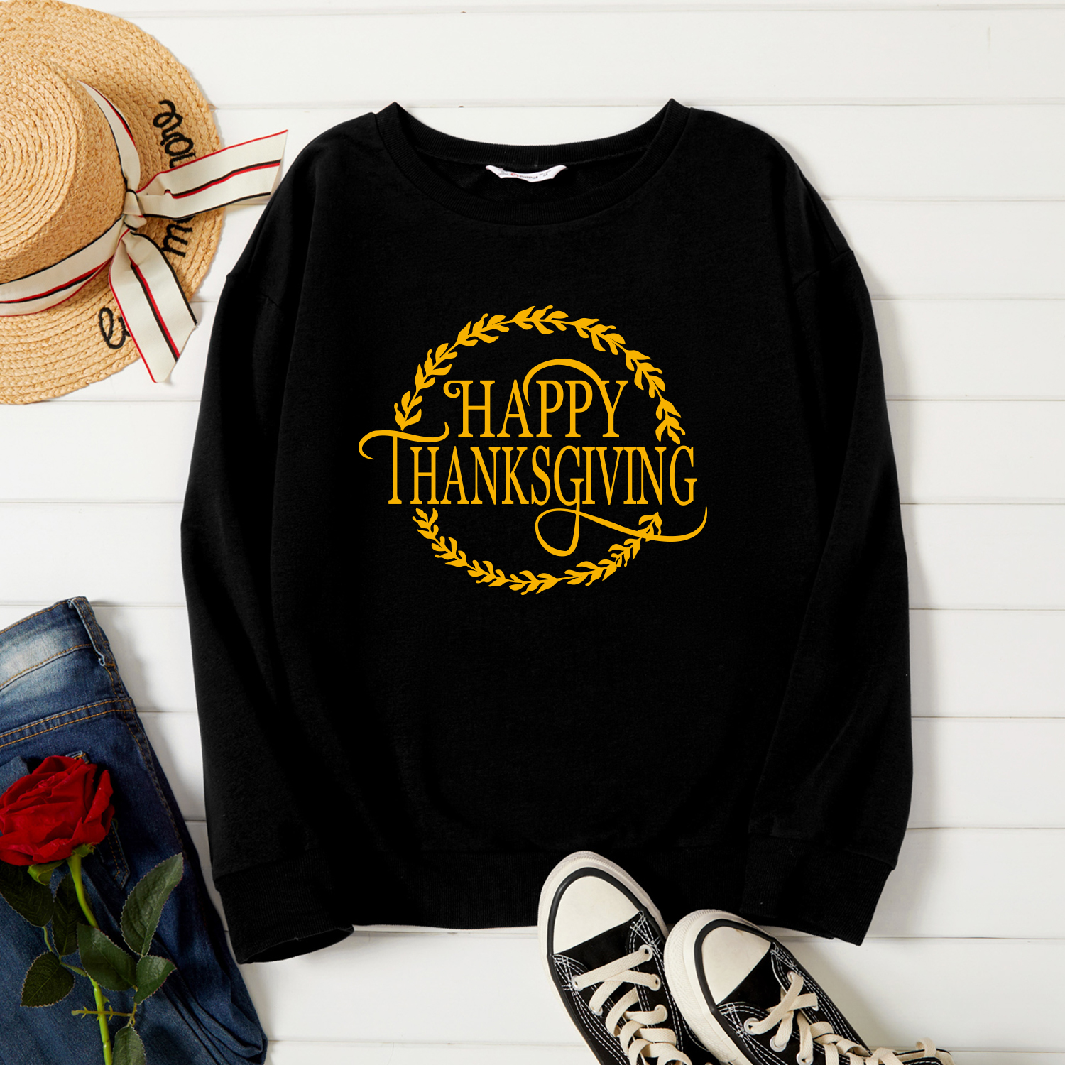 

Women Graphic Letter Print Long-sleeve Pullover