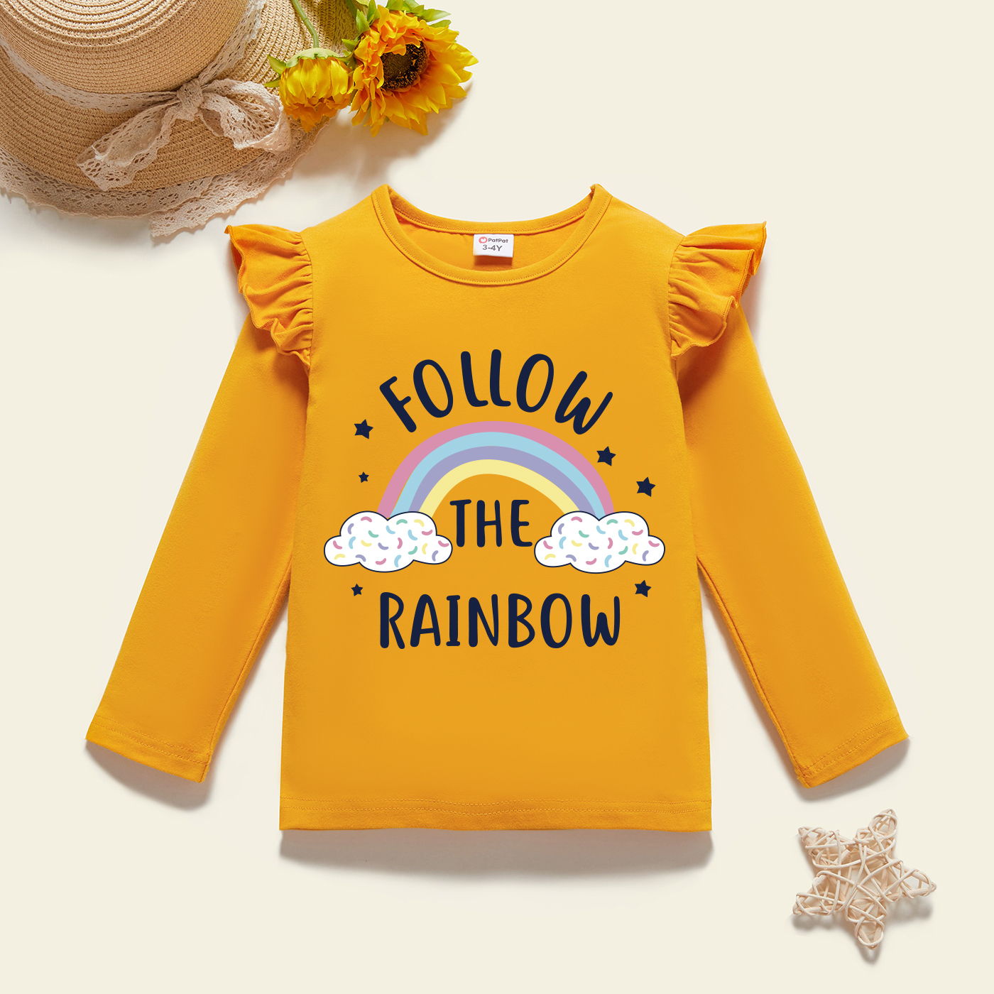 

Toddler Graphic Flutter-sleeve Ginger Long-sleeve Tee