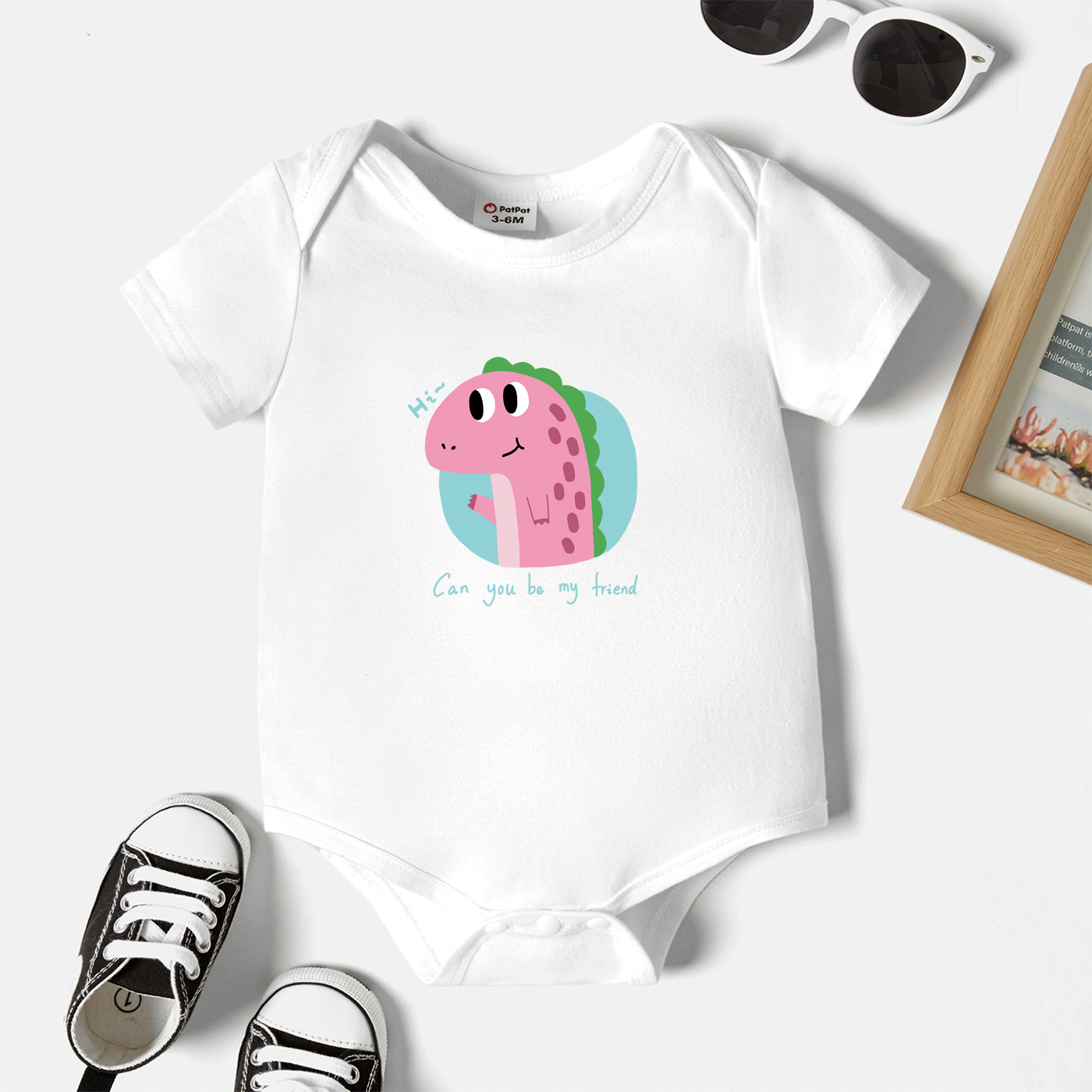 

Baby Graphic White Short-sleeve Romper
