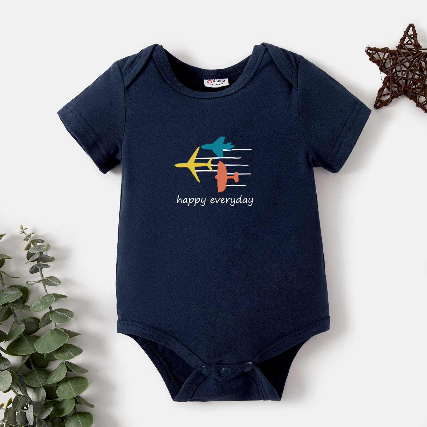 

Baby Graphic Dark Blue Short-sleeve Romper