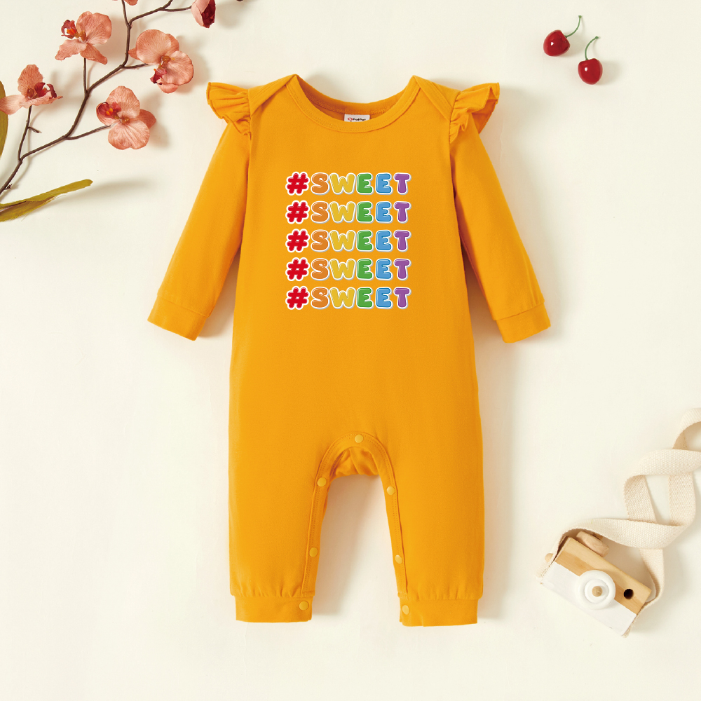 

Baby Graphic Flutter-sleeve Ginger Long-sleeve Jumpsuit