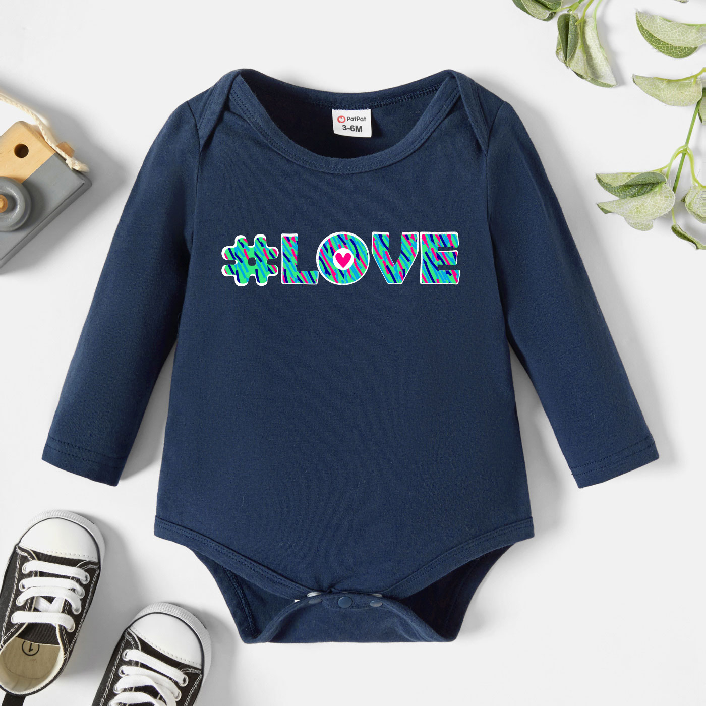 

Baby Graphic Dark Blue Long-sleeve Romper
