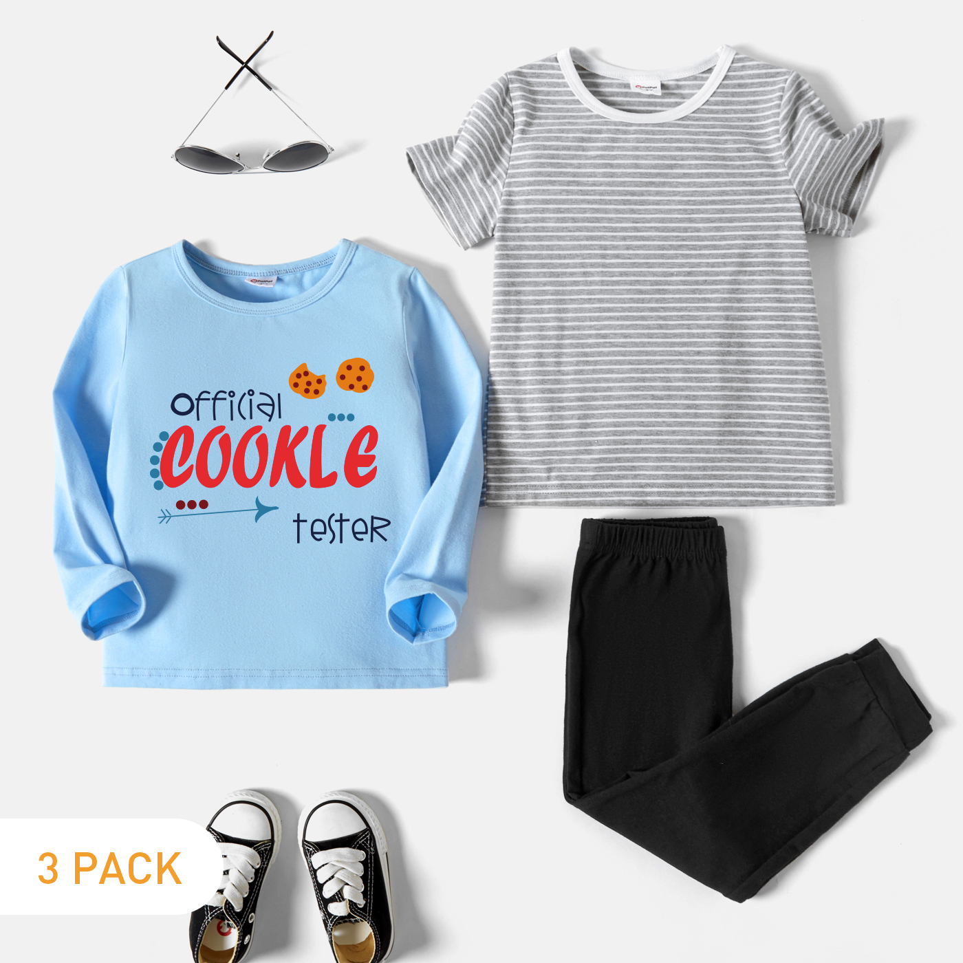 

3-Pack Toddler Graphic & Striped Tee & Pants Set