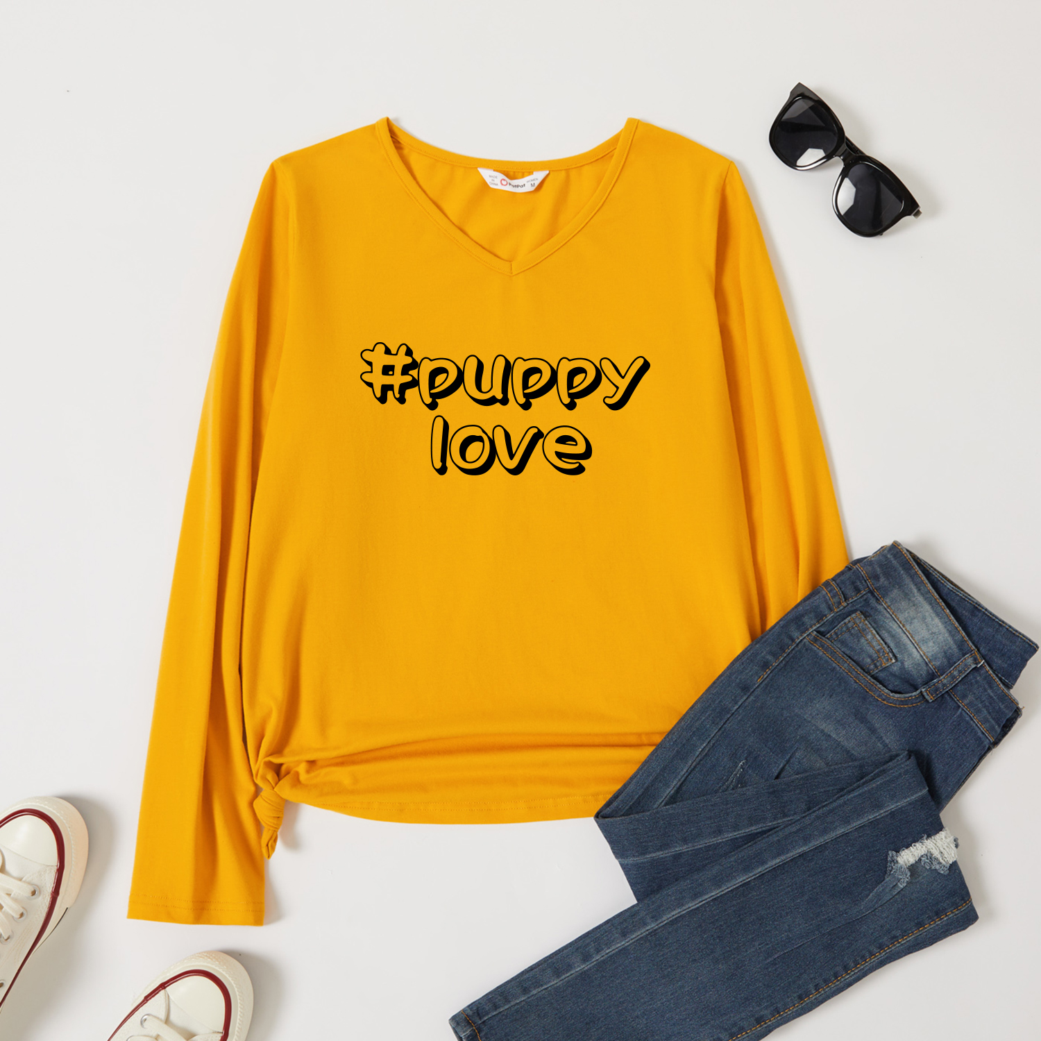 

Graphic Ginger Long-sleeve V Neck Tee for Women