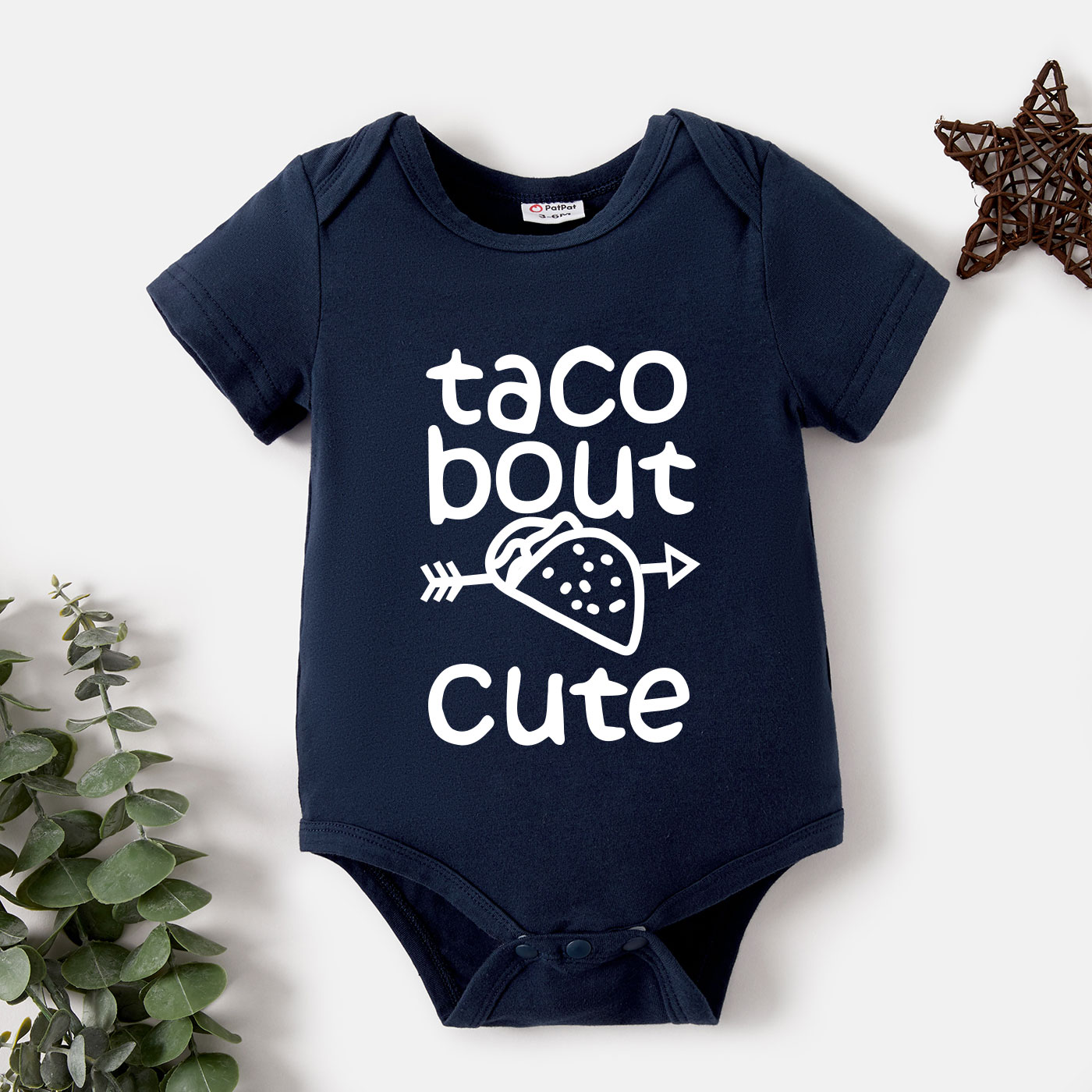 

Baby Graphics Taco and Letter Print Short-sleeve Romper