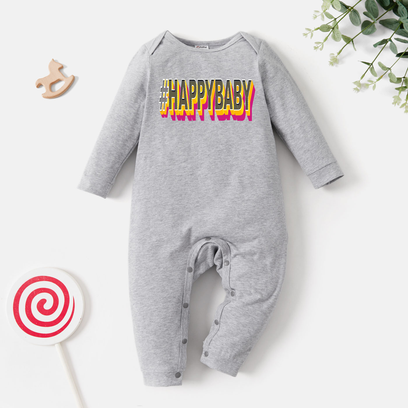 

Baby Graphic Light gray Long-sleeve Jumpsuit