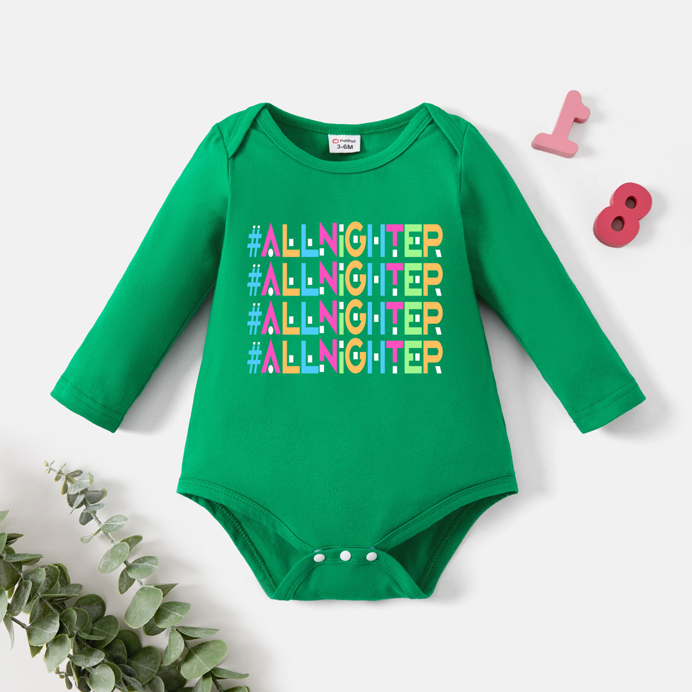 

Baby Graphic Green Long-sleeve Romper