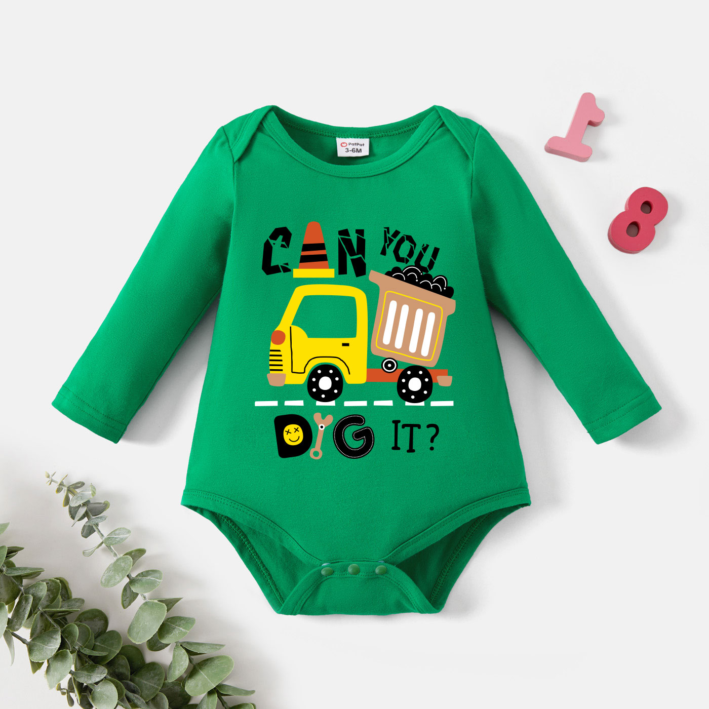 

Baby Graphic Green Long-sleeve Romper
