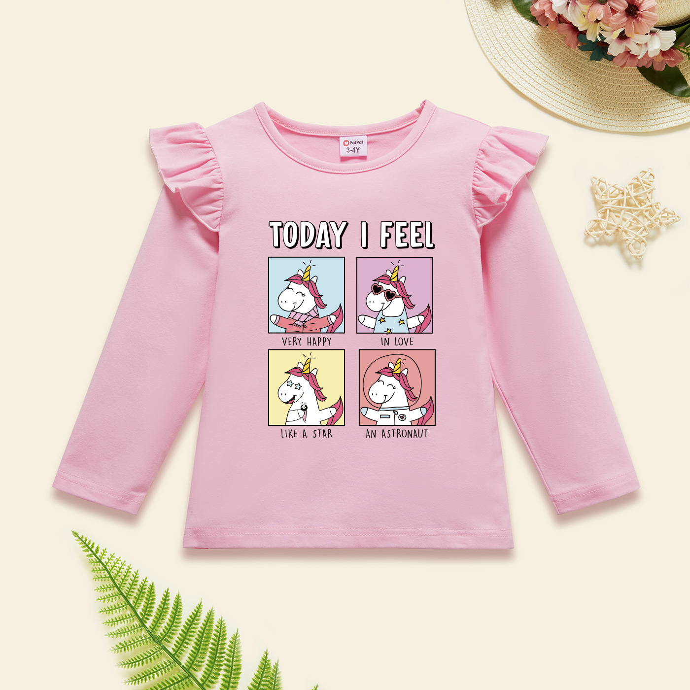 

Toddler Graphic Flutter-sleeve Light pink Long-sleeve Tee