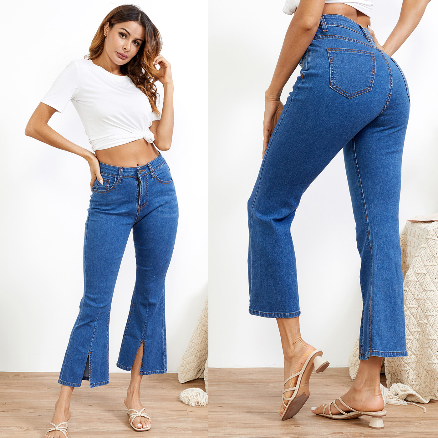 

Regular Type Flare Trousers Women Jeans