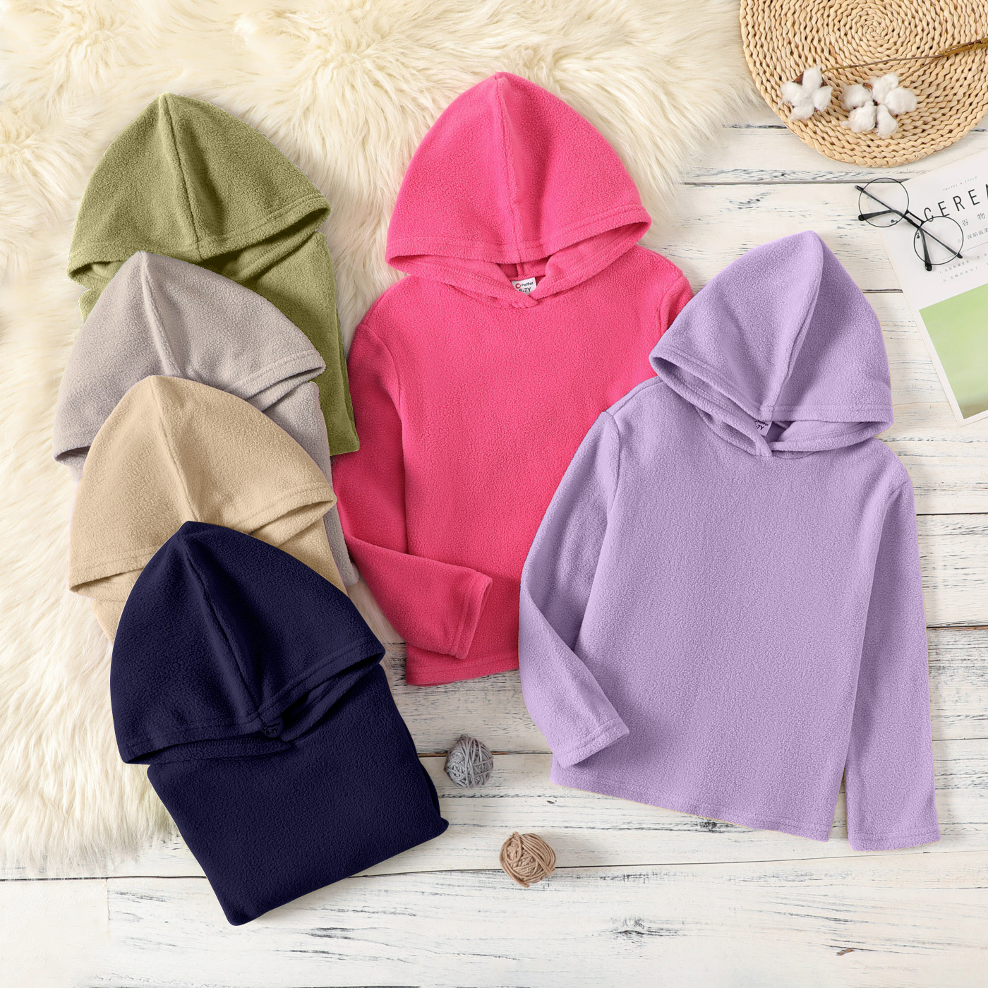 

Kid Boy/Kid Girl Solid Fuzzy Hoodie Sweatshirt