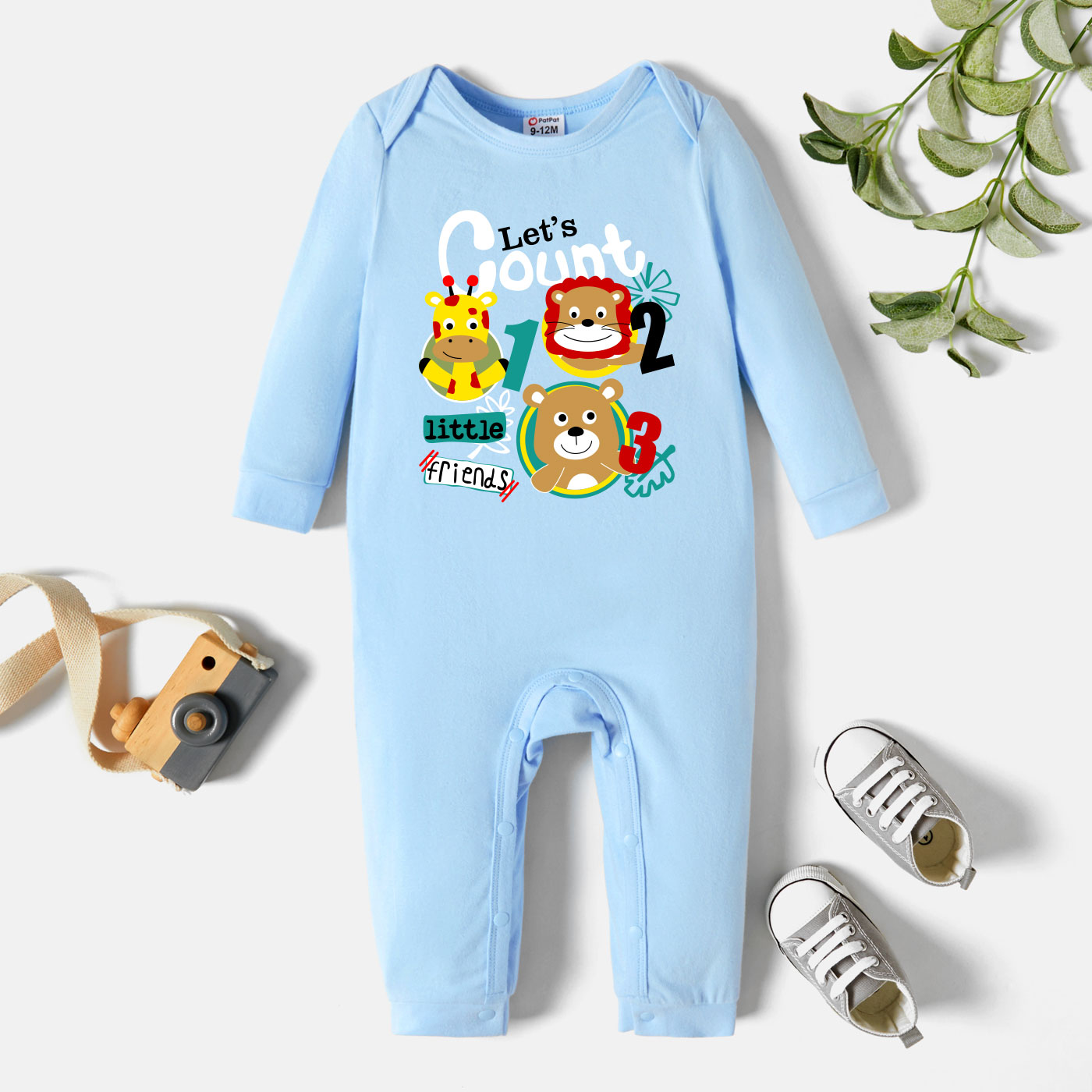 

Baby Graphic Light blue Long-sleeve Jumpsuit