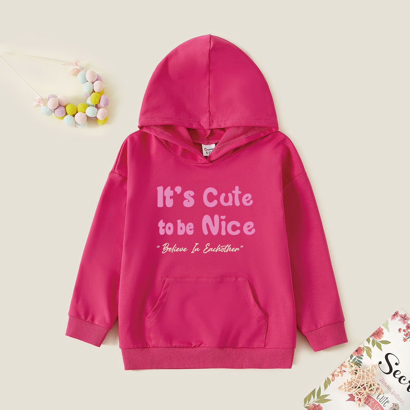 

Kids Graphic Hot Pink Long-sleeve Hooded Pullover