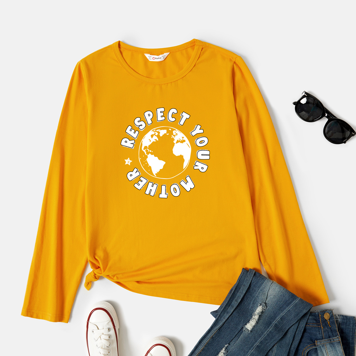 

Graphic Ginger Long-sleeve Round-collar Tee for Women