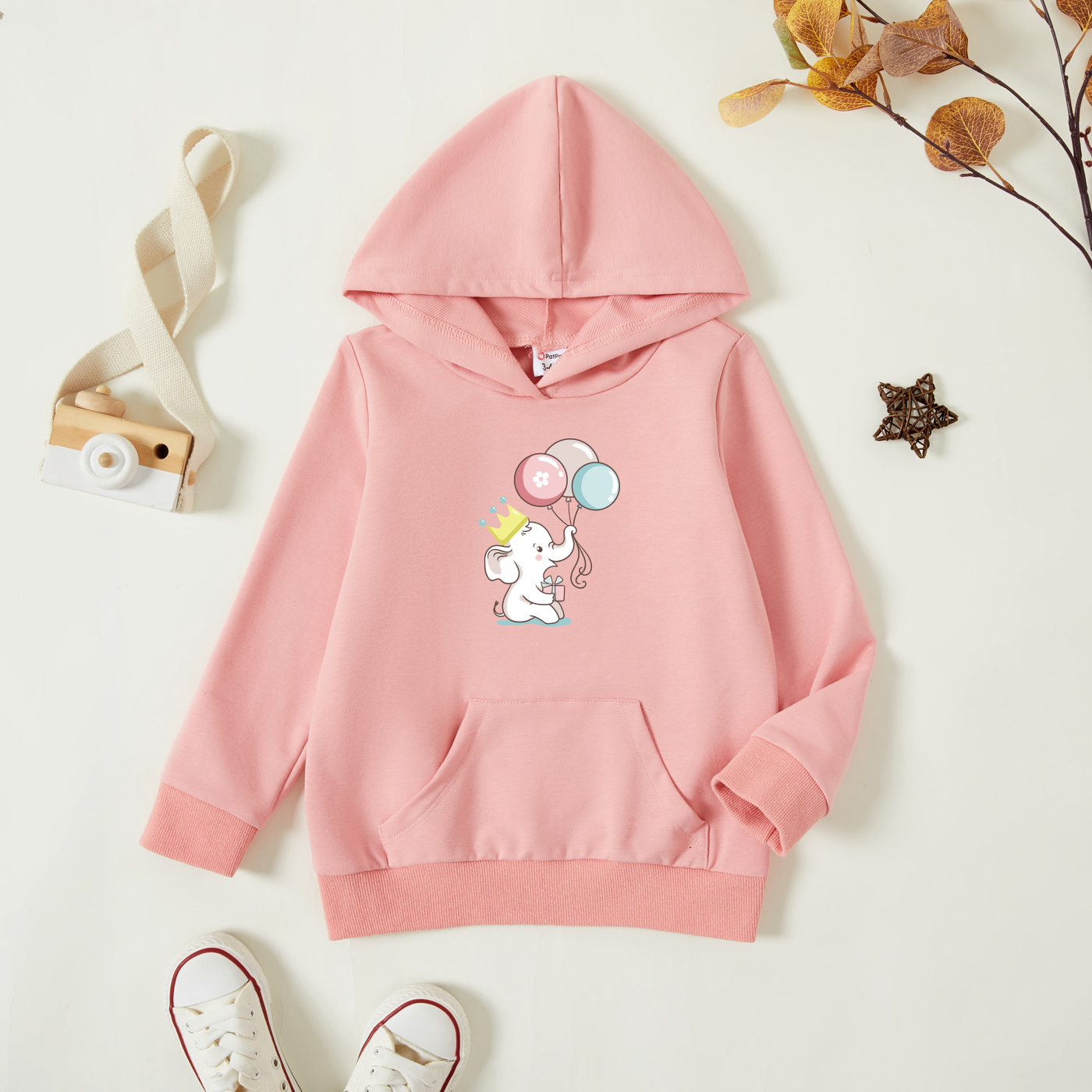 

Toddler Graphic Pink Long-sleeve Hooded Pullover