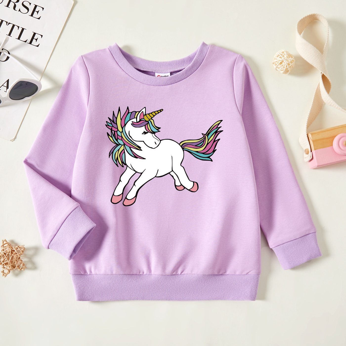 

Toddler Girl Graphic Unicorn Print Long-sleeve Pullover