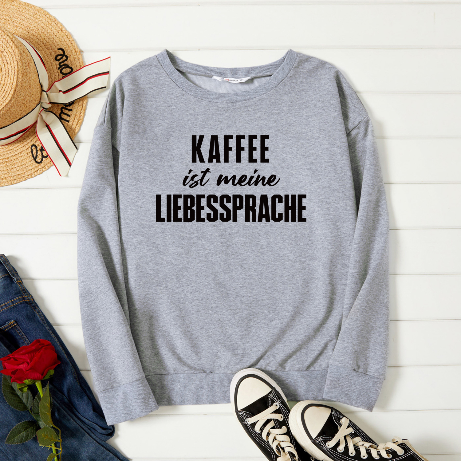 

Graphic Light gray Long-sleeve Pullover For Women