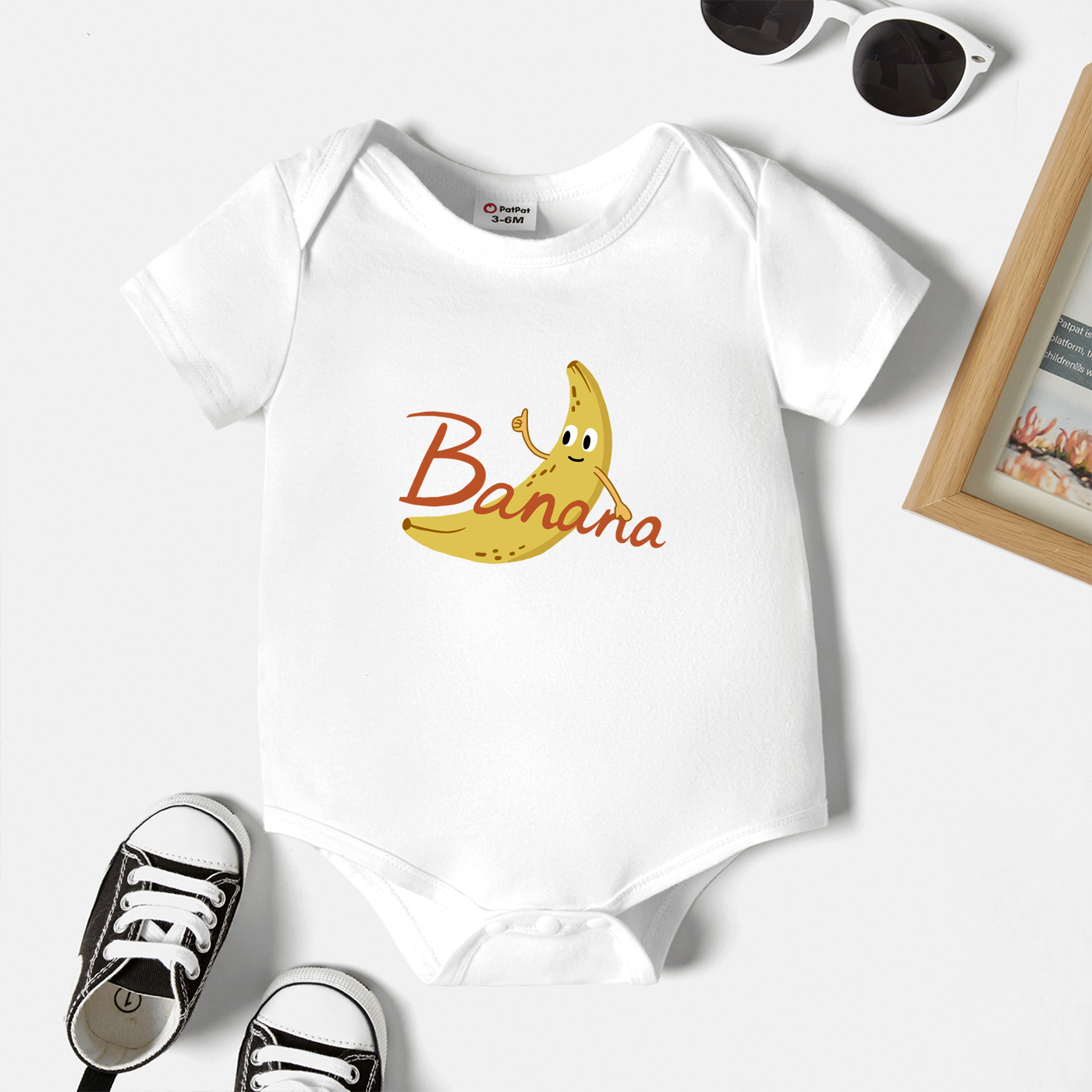 

Baby Graphic White Short-sleeve Romper