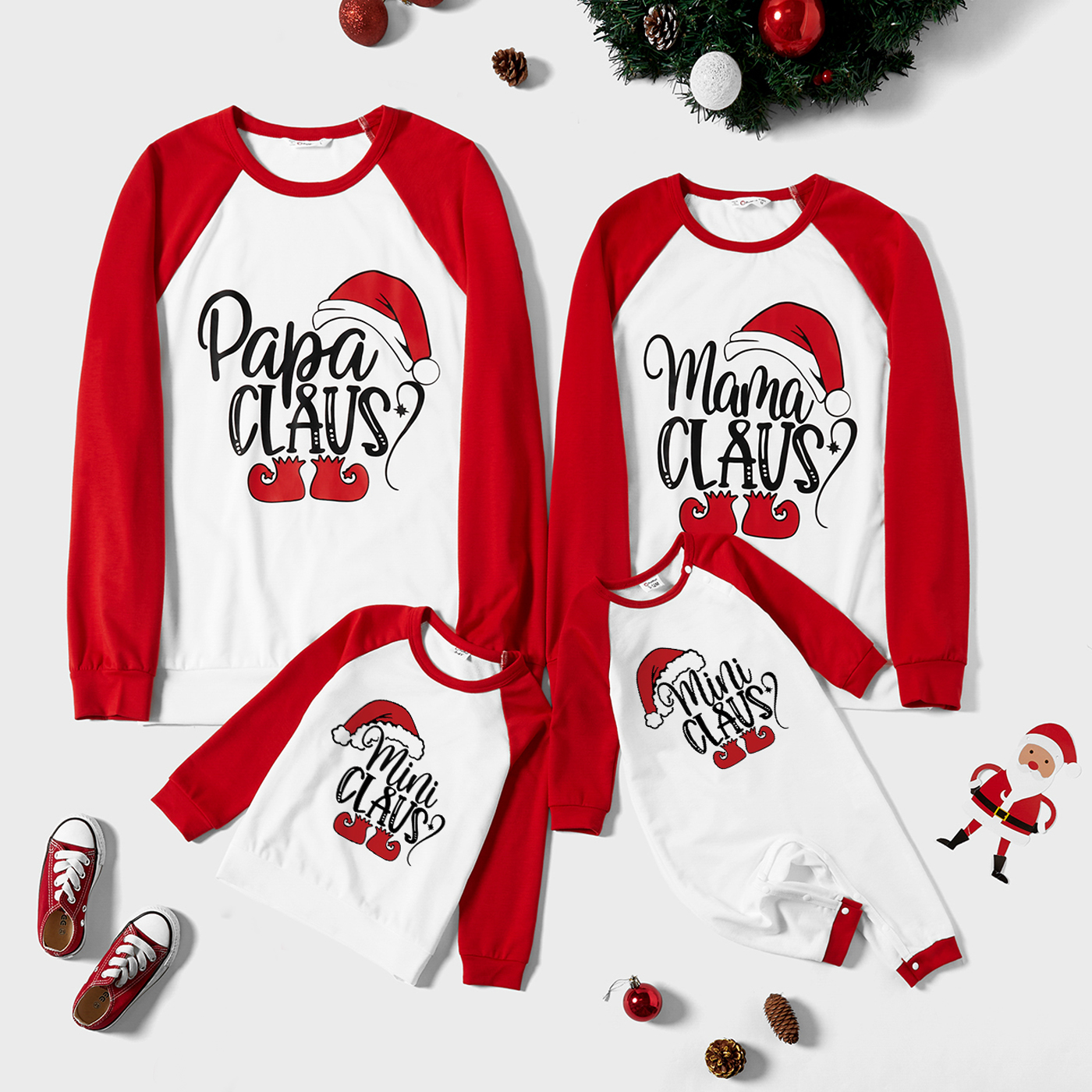 

Christmas Letter Print Family Matching Red Raglan Long-sleeve Sweatshirts