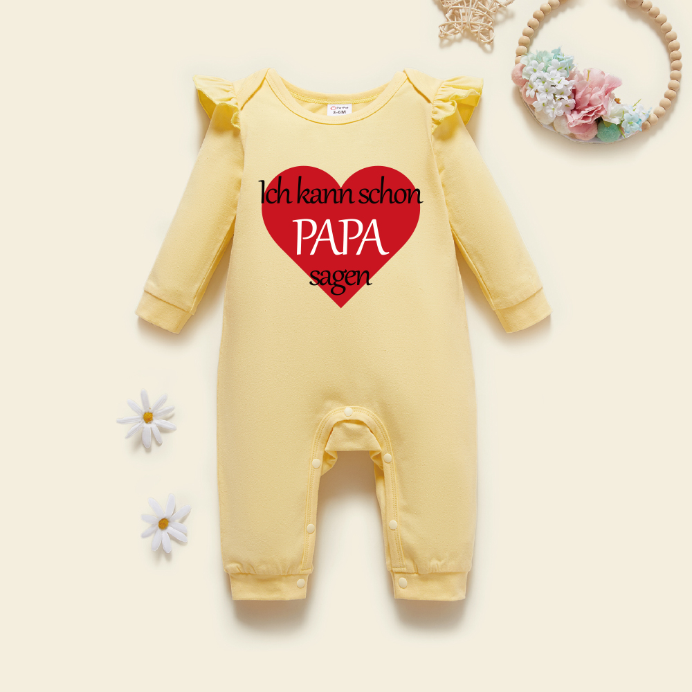 

Baby Graphic Flutter-sleeve Beige Long-sleeve Jumpsuit