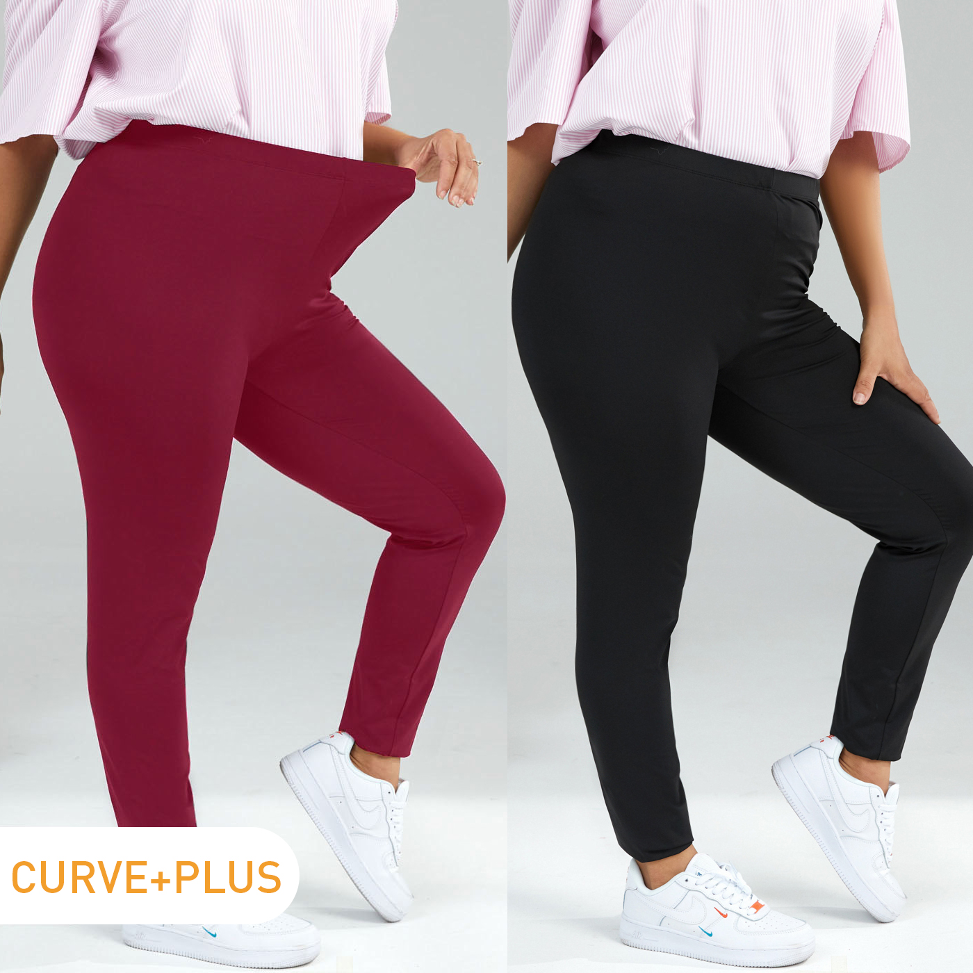 

Women Plus Size Sporty High Waist Black Leggings