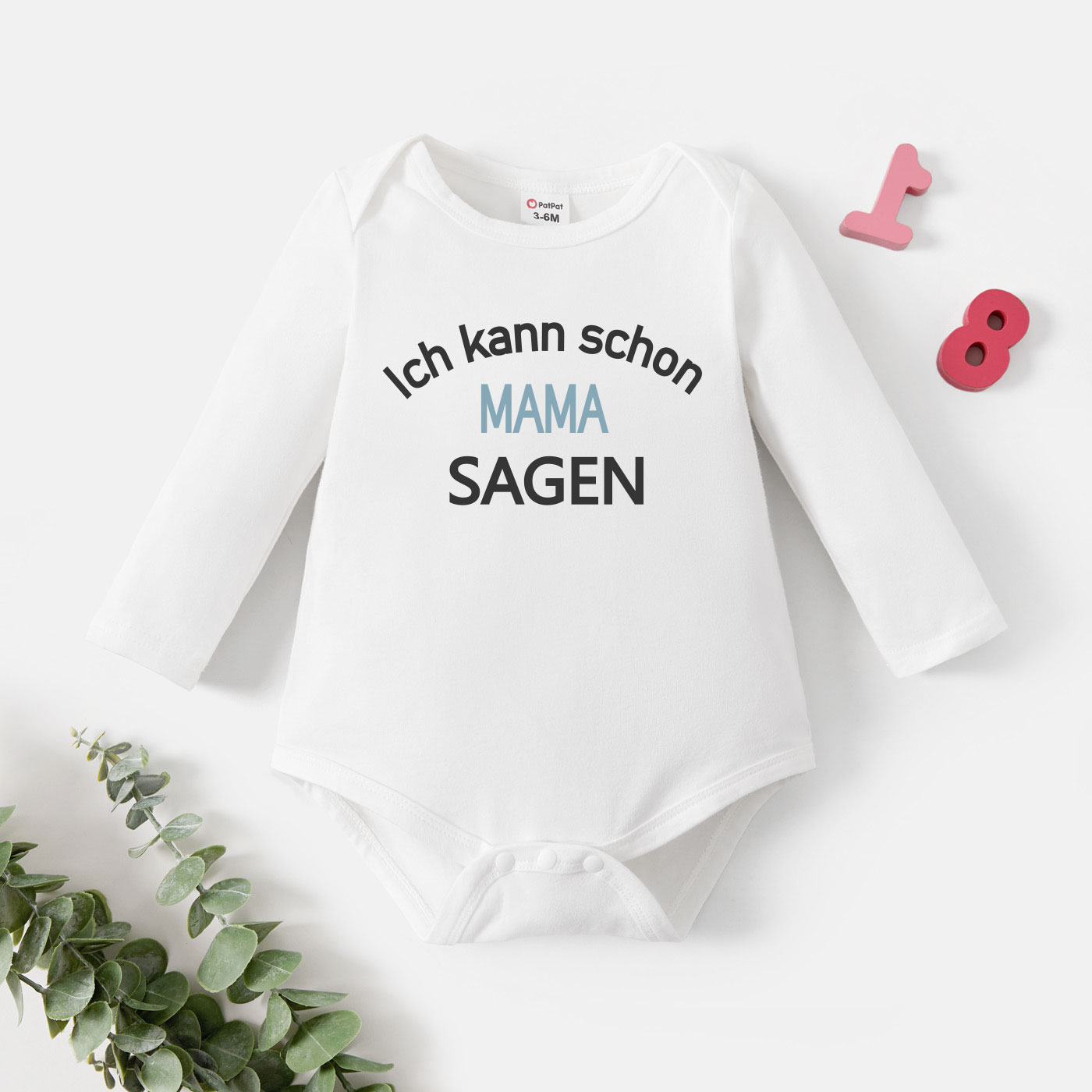 

Baby Graphic Letter Print Long-sleeve Romper