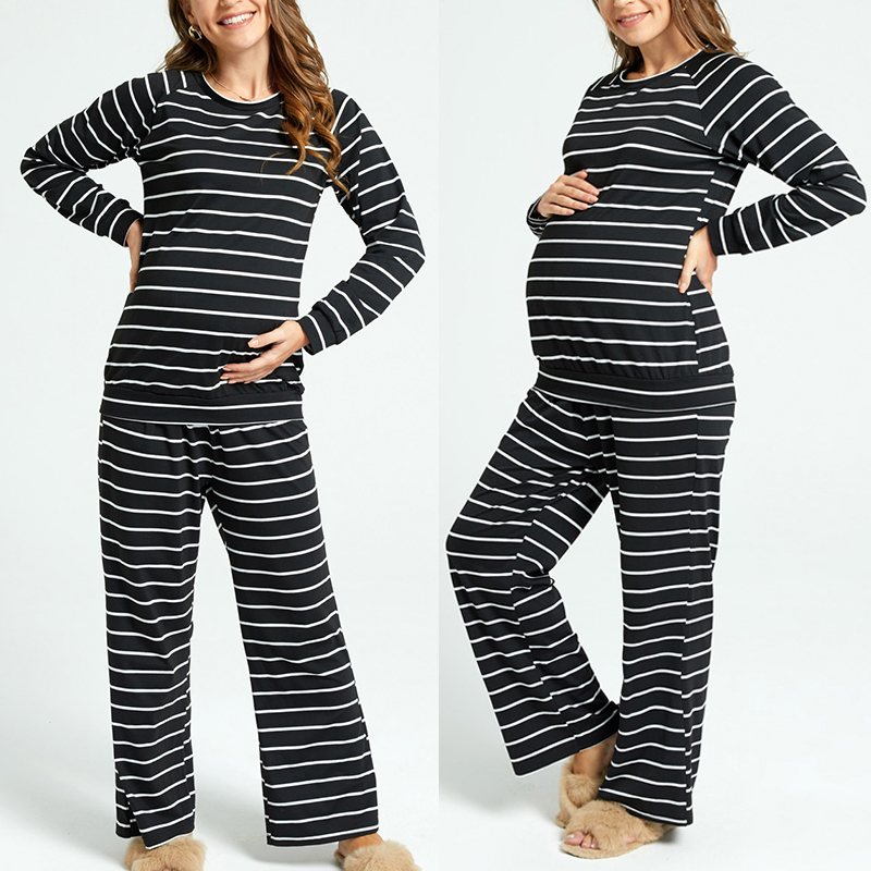 

Maternity Casual Stripe Print Long-sleeve Pajamas