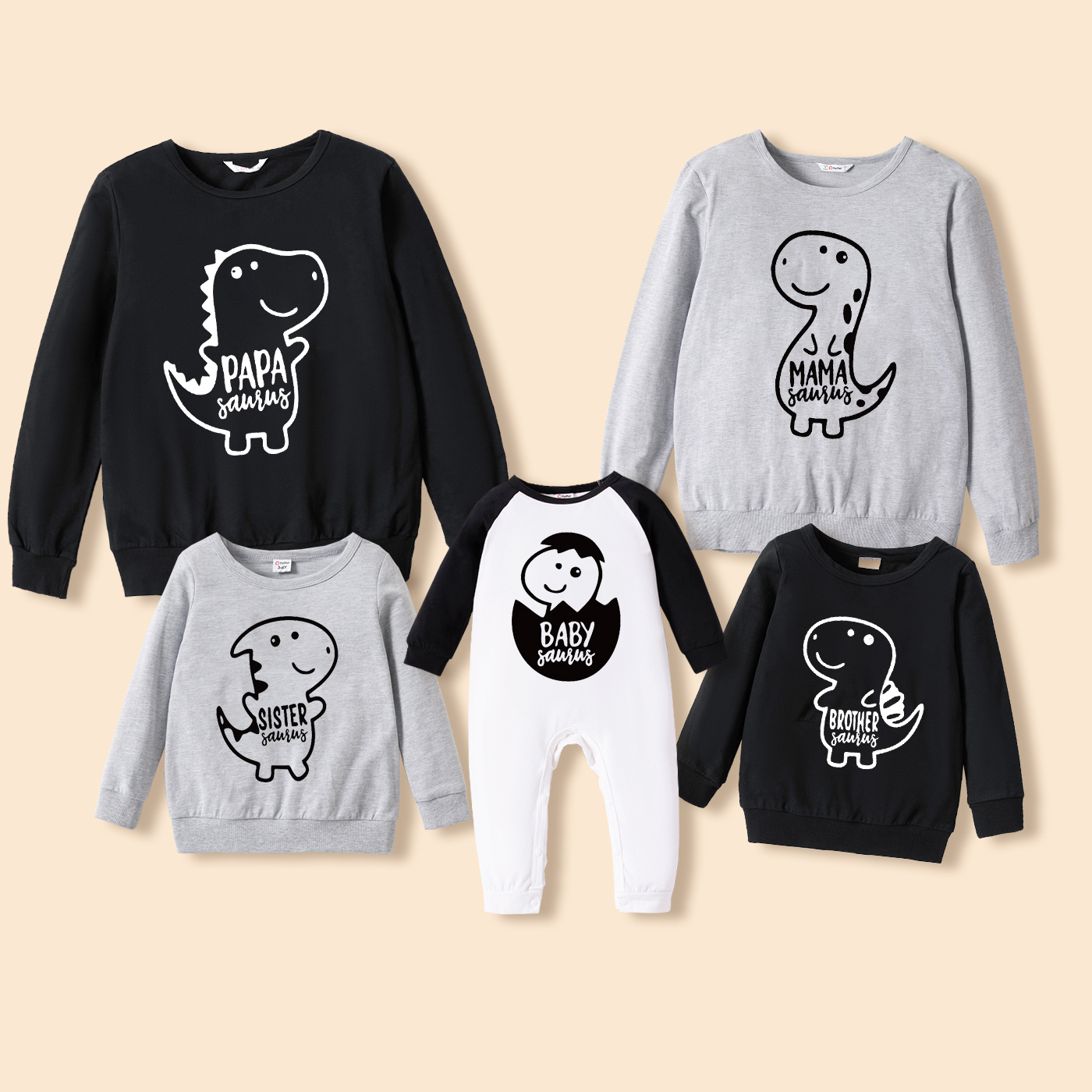 

Dinosaur and Letter Print 100% Cotton Family Matching Long-sleeve Sweatshirts