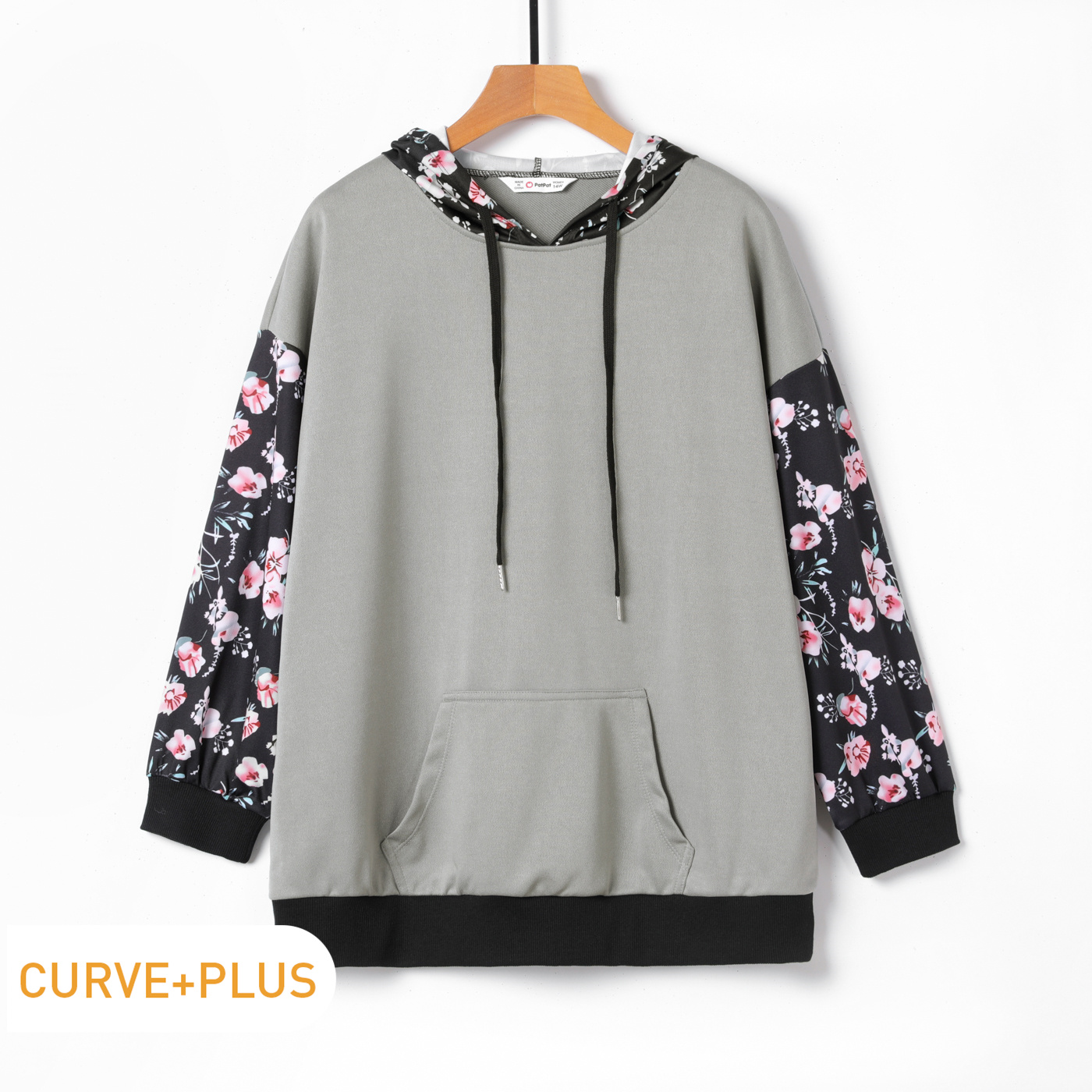 

Women Plus Size Casual Floral Print Colorblock Drawstring Hoodie Sweatshirt
