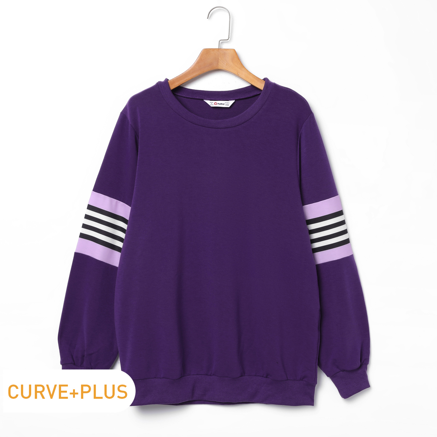 

Women Plus Size Casual Stripe Purple Pullover Sweatshirt