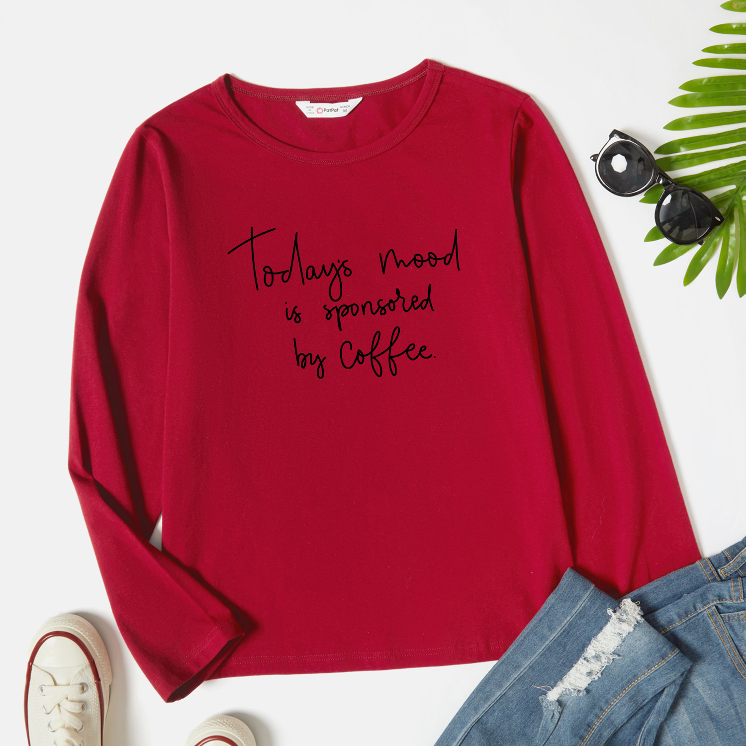 

Women Graphic Letter Print Round-collar Long-sleeve Tee