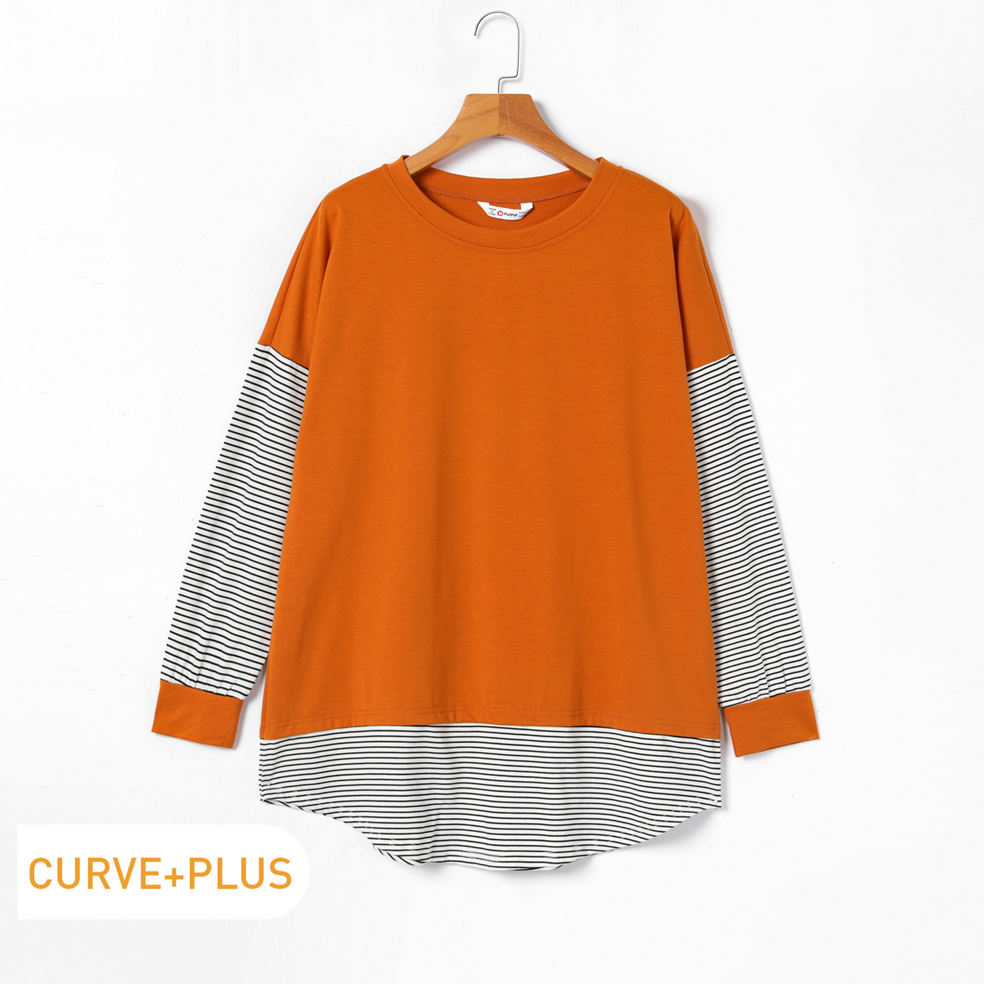 

Women Plus Size Elegant Colorblock Striped Pullover