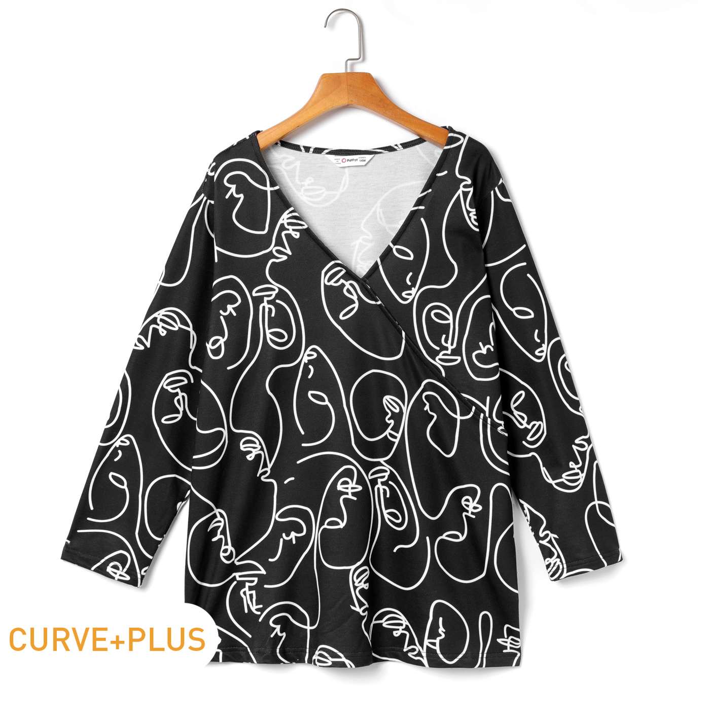 

Women Plus Size Elegant V Neck Allover Print Blouse