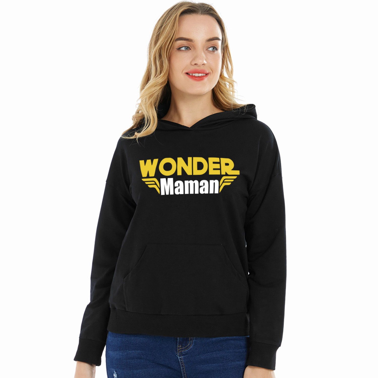 

Women Graphic Letter Print Long-sleeve Hooded Pullover