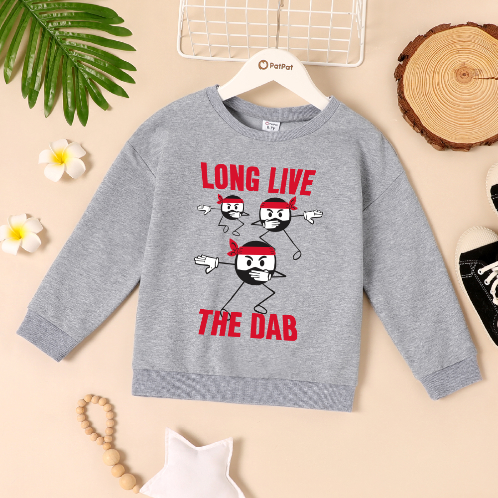 

Kid Graphic Letter and Figure Print Long-sleeve Pullover
