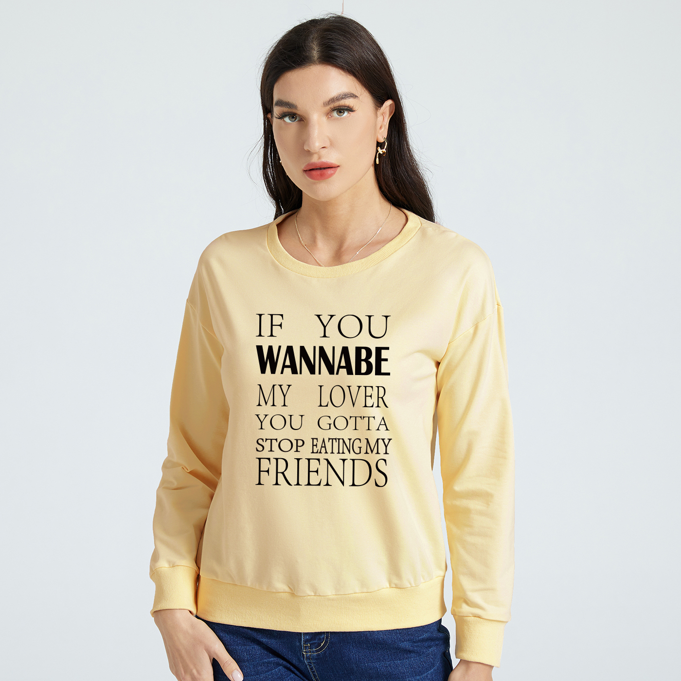 

Women Graphic Letter Print Long-sleeve Pullover