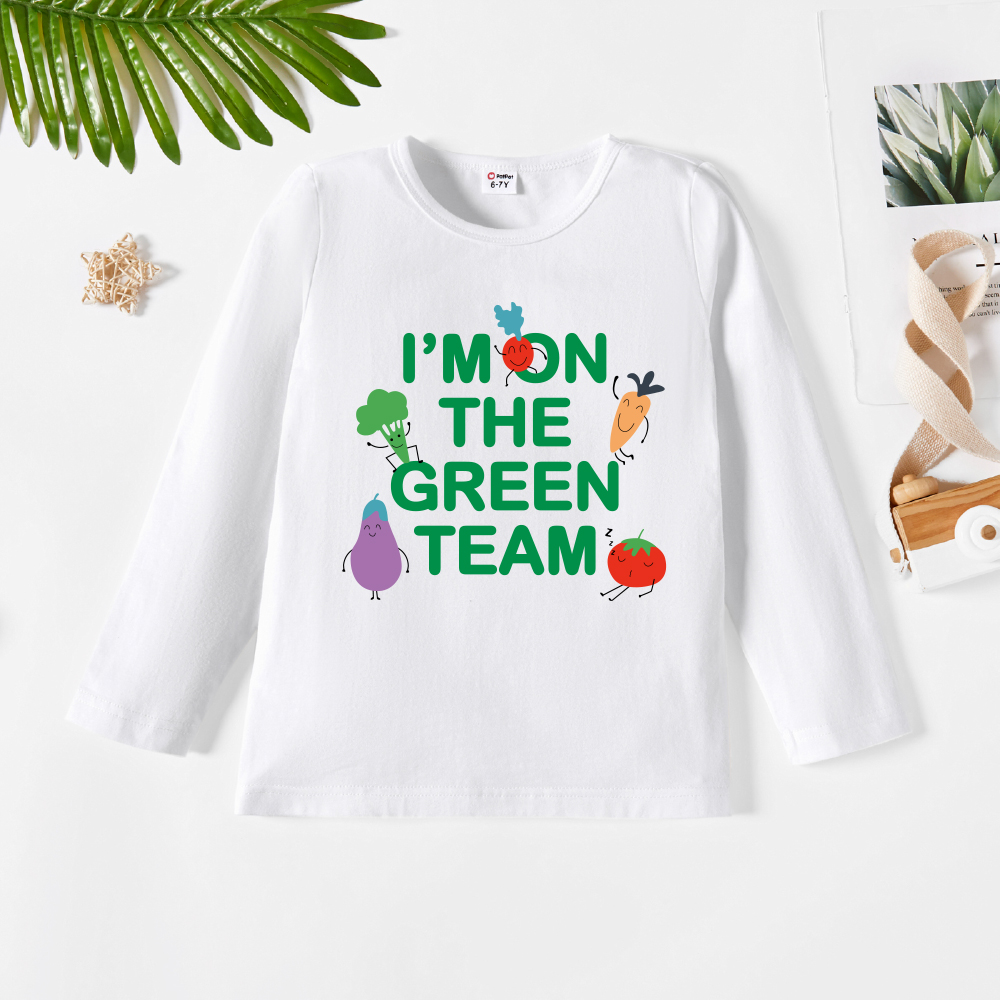 

Kid Graphic Letter and Vegetable Print Long-sleeve Tee