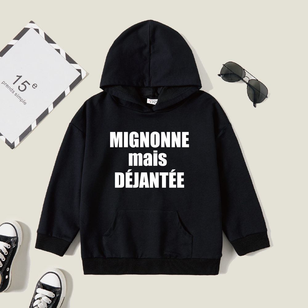 

Kid Graphic Letter Print Long-sleeve Hooded Pullover
