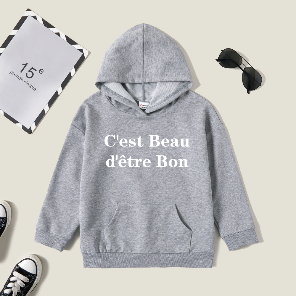 

Kid Graphic Letter Print Long-sleeve Hooded Pullover