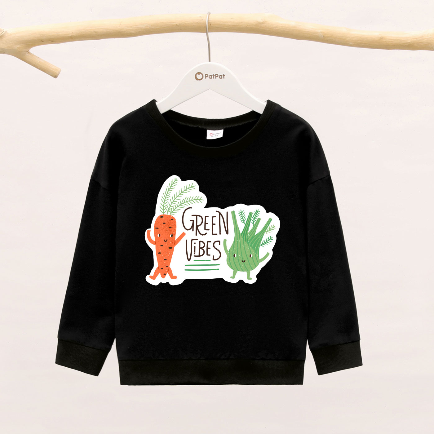 

Kid Graphic Letter and Vegetable Print Long-sleeve Pullover