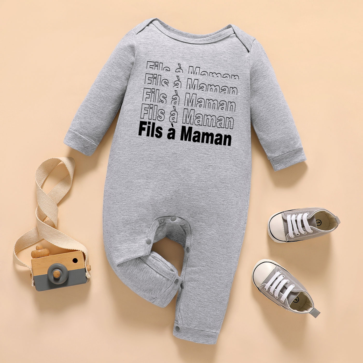 

Baby Boy Graphic Letter Print Long-sleeve Jumpsuit