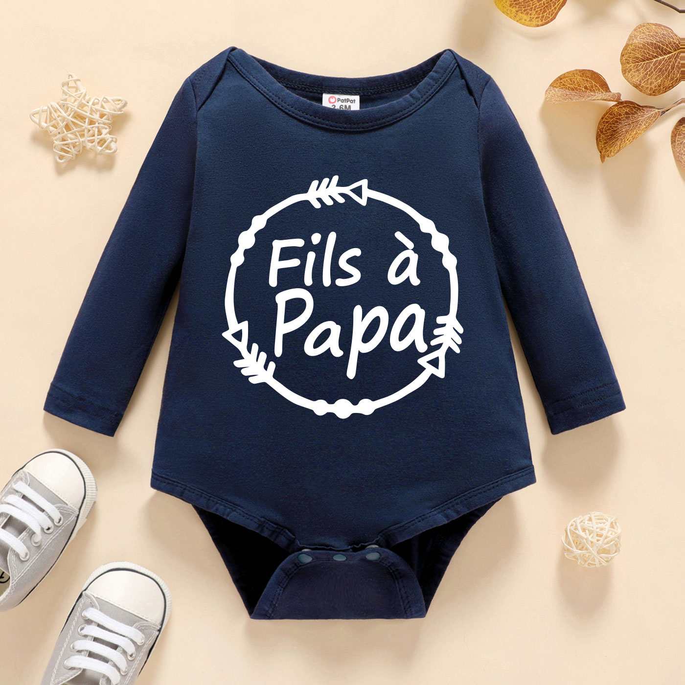 

Baby Boy Graphic Letter Print Long-sleeve Romper