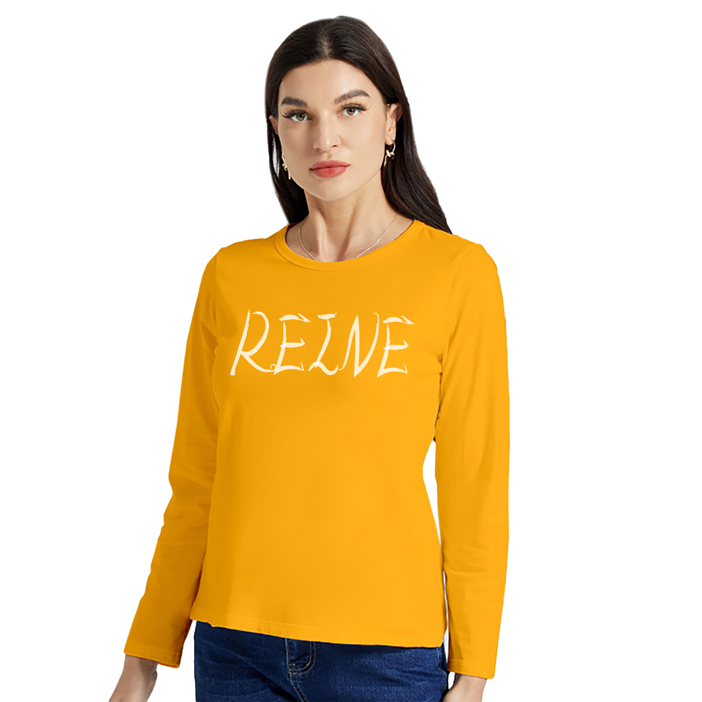 

Woman Letter Print Long-sleeve Round-collar Tee