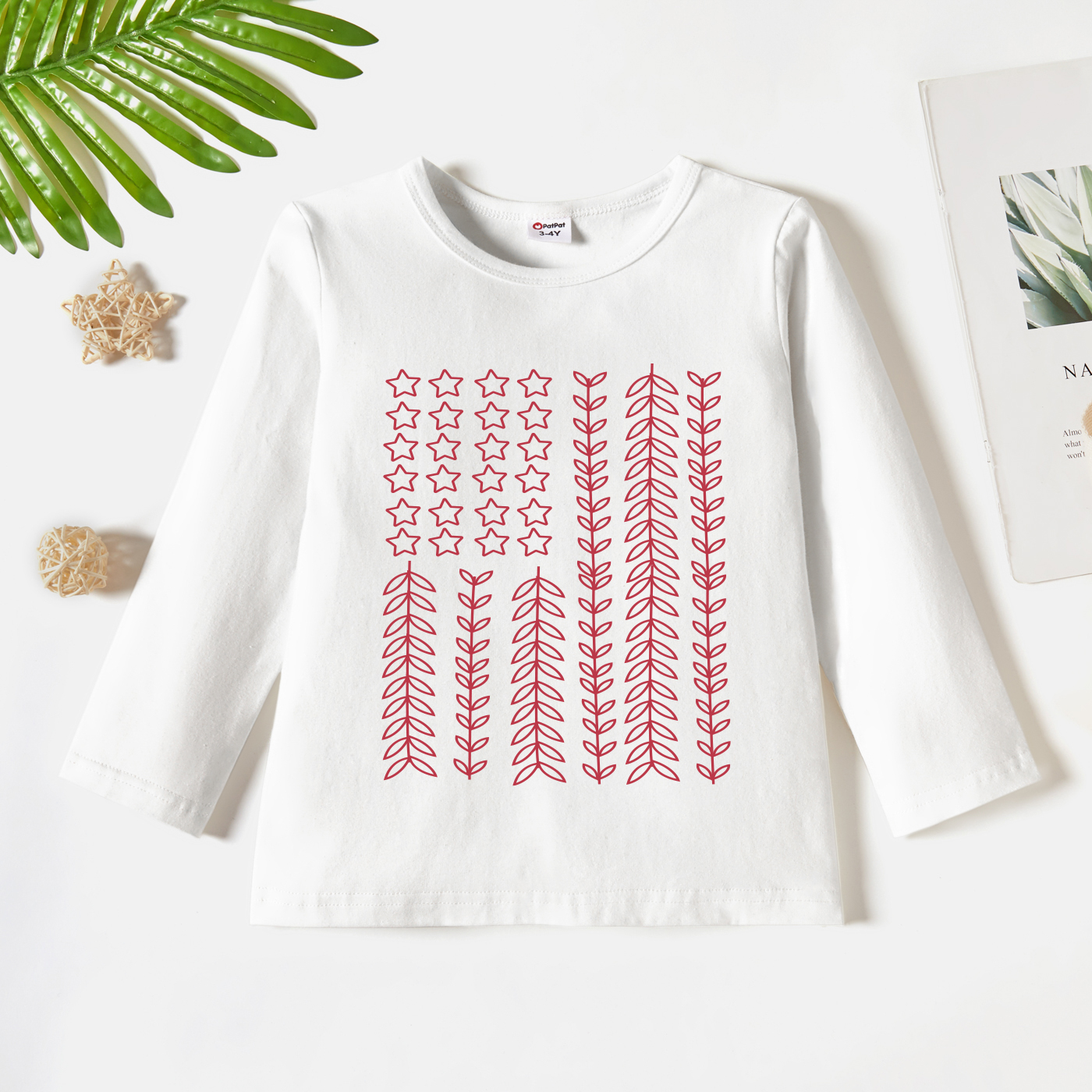

Toddler Graphic Stars and Plant Print Long-sleeve Tee