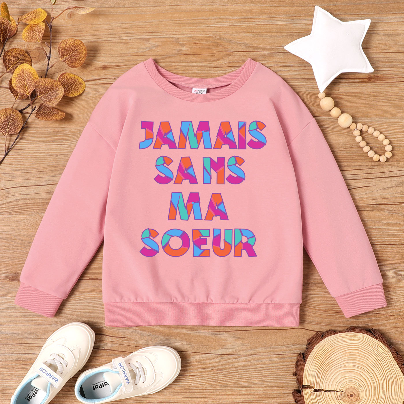 

Kid Girl Graphic Letter Print Long-sleeve Pullover