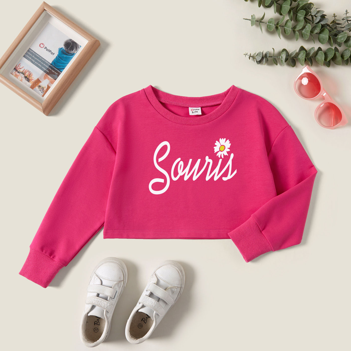 

Kids Girl Graphic Letter and Floral Print Long-sleeve Pullover