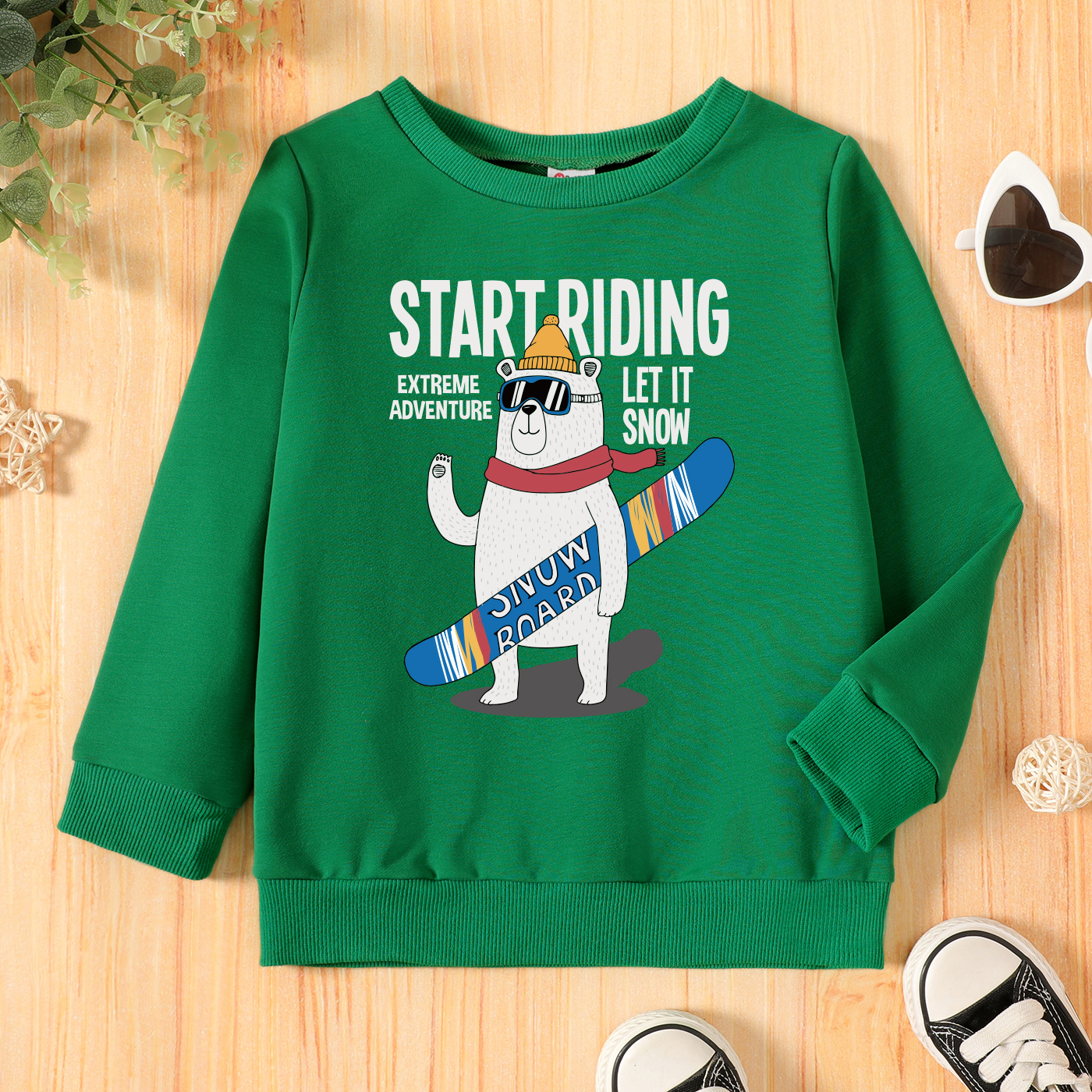 

Toddler Boy Letter & Bear Print Long-sleeve Pullover
