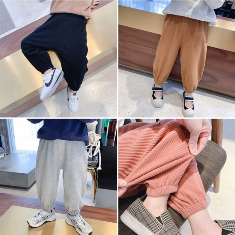 

Kid Girl Casual Solid Color Knit Elasticized Pants